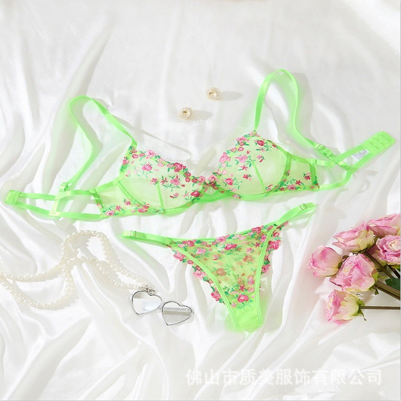 2025 nueva ropa interior divertida bordada Sexy Conjunto de sujetador estampado para mujer