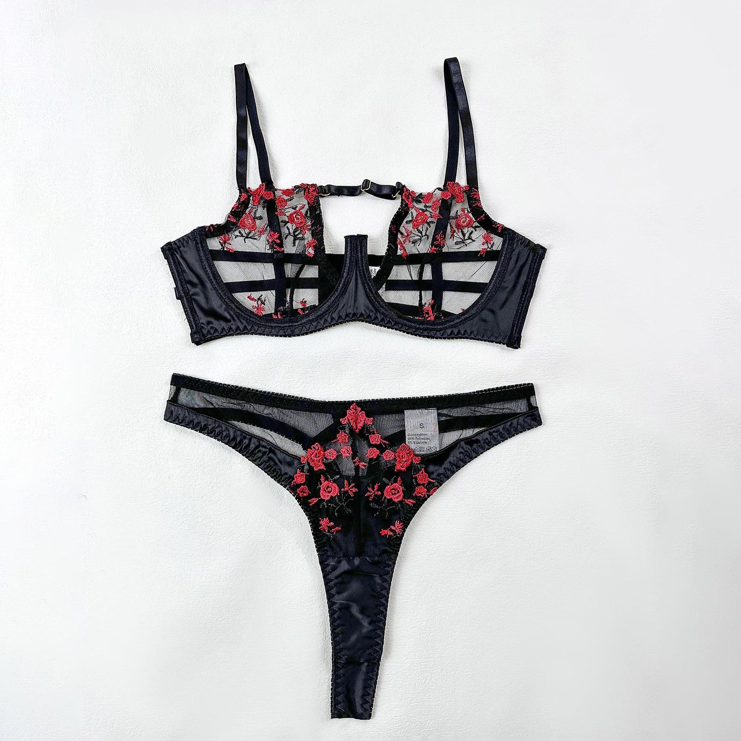 Nuevo Fat MM Malla Transparente Sexy Ropa interior Love Bow Sexy Sex Set